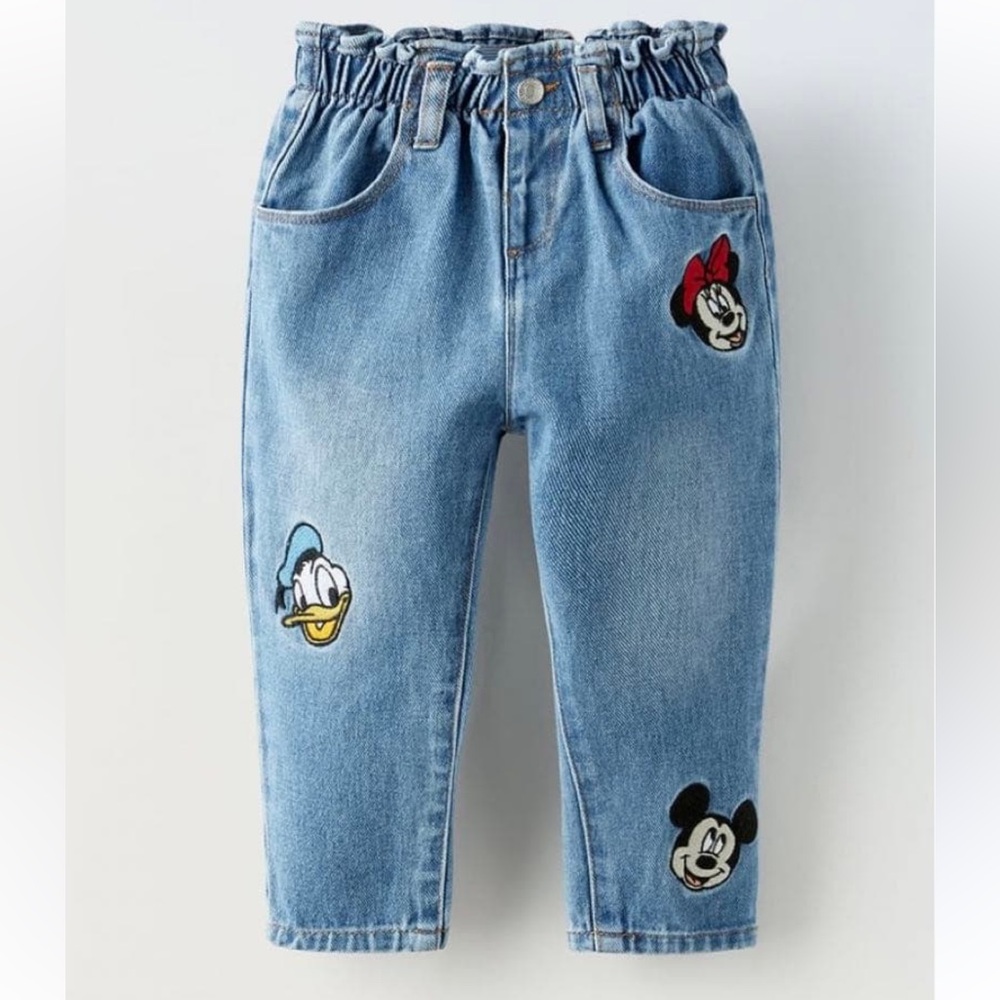 Zara girls Disney Minnie and friends jeans elastic waist pants toddler